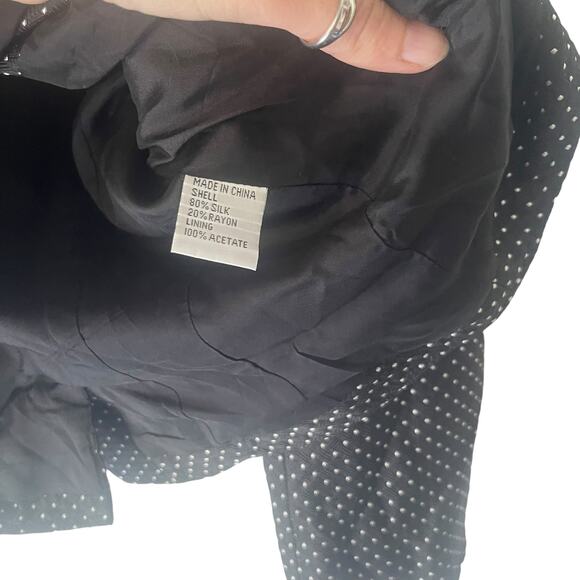 Talbots Women's Size 10 P Polka Dot Black White 3 Button Pea Coat Blazer - Picture 5 of 11